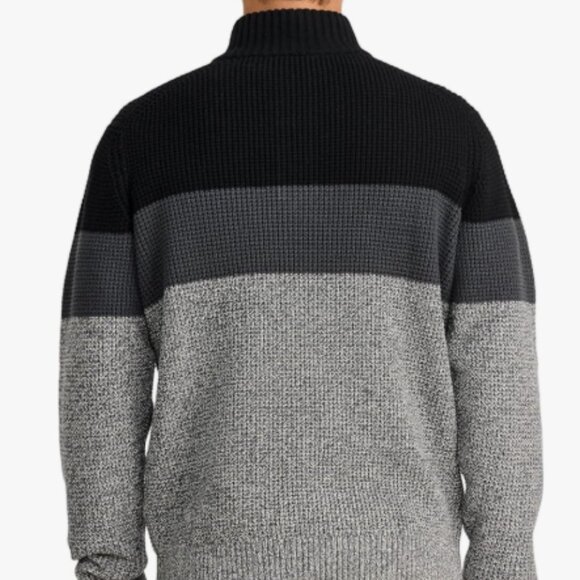 IZOD Men's Button Mock Sweater Black Dark Gray and Gray Size XL - Picture 5 of 5